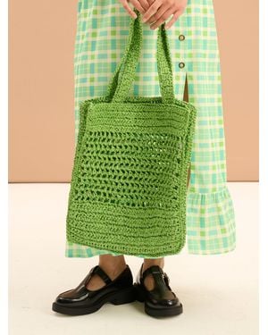 OMNES Cecile Paper Straw Shopper Bag - Green