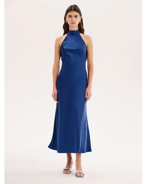 OMNES Seychelles Drape Back Detail Bridesmaid Dress - Blue