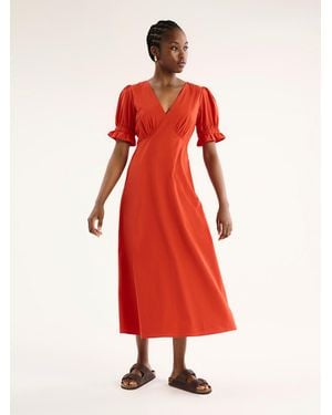 OMNES Beverly V Neck Dress - Red