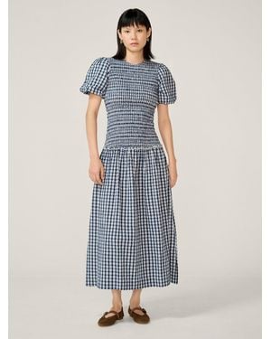 OMNES Aria Check Dress - Blue