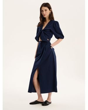 OMNES A Line Midi Skirt - Blue