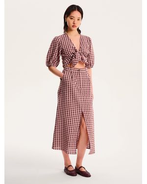 OMNES Gingham Skirt - Pink