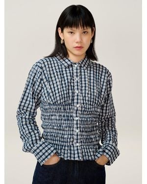 OMNES Issy Check Shirt - Blue