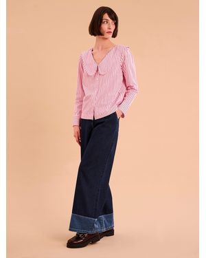 OMNES Caitlin Oversized Collar Blouse - Pink
