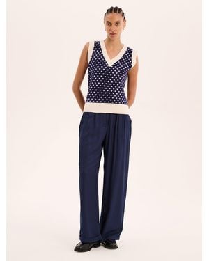 OMNES Candy Pleat Front Straight Leg Trouser - Blue