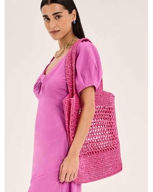 OMNES Cecile Paper Straw Shopper Bag - Pink