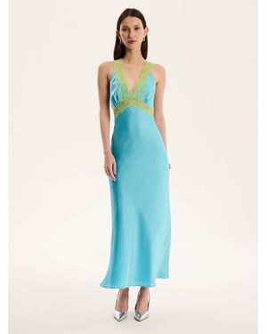 OMNES Aurelia Lace Trim Maxi Dress - Blue