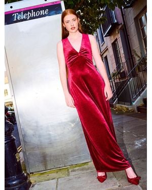 OMNES Nova Velvet Dress - Red