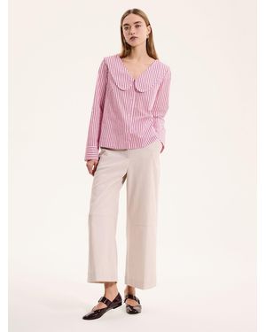 OMNES Caitlin Oversized Collar Blouse - Pink
