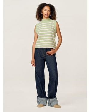 OMNES Pauli Funnel Neck Stripe Vest - Blue