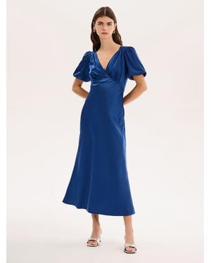 OMNES Rosie Puff Sleeve Dress - Blue