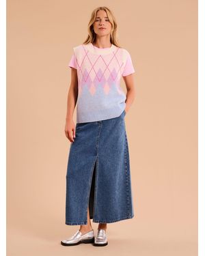 OMNES Bobbi Fluffy Argyle Vest - Blue