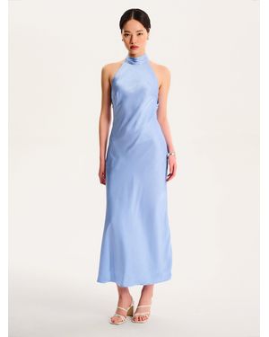 OMNES Seychelles Drape Back Detail Bridesmaid Dress - Blue