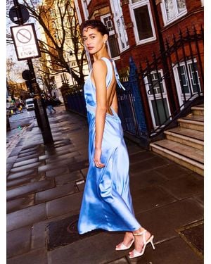 OMNES Aurelia Lace Trim Maxi Dress - Blue