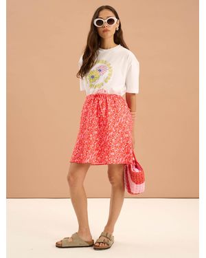 OMNES Nessa Floral Drawcord Mini Skirt - Pink