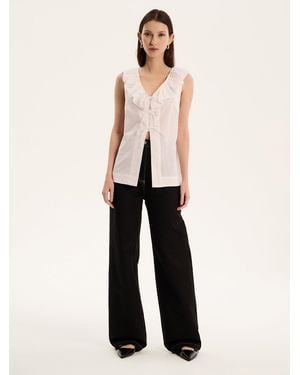 OMNES Rachael Frill Collar Sleeveless Blouse - Natural