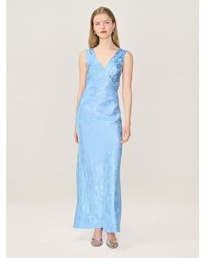 OMNES Iris Jacquard Bridesmaid Dress - Blue