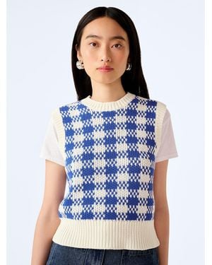 OMNES Bob Checked Vest - Blue