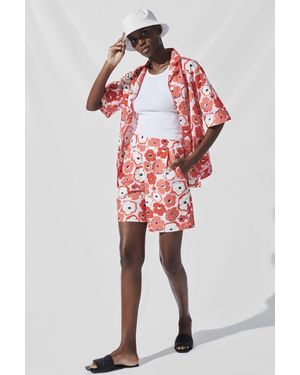 OMNES High Waist Shorts With Button Side - Red