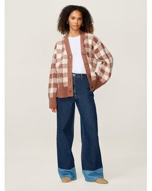 OMNES Athena Check Cardigan - Blue