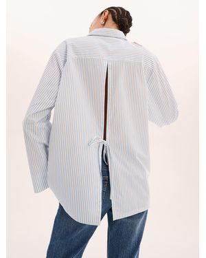 OMNES Nala Stripe Tie Back Shirt - Blue