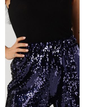 Colourful Rebel Hose Emy Sequins Flare Pants - Schwarz