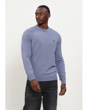 Lyle & Scott Herren Pullover & Cardigans Cotton Merino Crew Neck Jumper - Blau