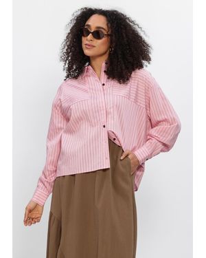 Another Label Damen Blusen Alcherree Fine Stripe Shirt L/S - Pink