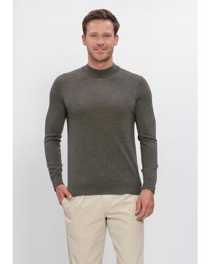 Profuomo Herren Pullover & Cardigans Pullover Mock Neck Extrafine Merino - Grau