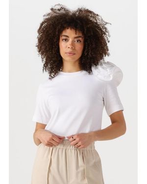 Jansen Amsterdam Damen Tops & T-Shirts Roxy T-Shirt Co 105 Short Slv Flower Detail - Weiß
