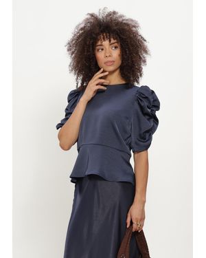 Neo Noir Damen Blusen Benua Heavy Sateen Blouse - Blau