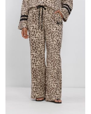 Alix The Label Damen Hosen Ladies Woven Sporty Animal Pants - Natur