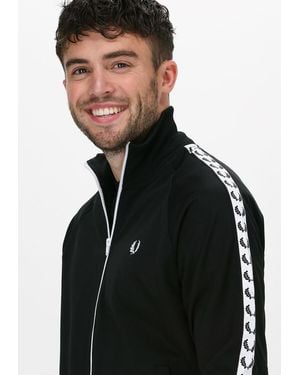 Fred Perry Strickjacke Taped Track Jacket - Schwarz