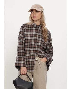 Neo Noir Damen Blusen Dita Flannel Check Shirt - Natur