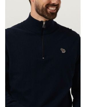 Paul Smith Pullover Mens Sweater Zip Neck Zeb Bad - Blau