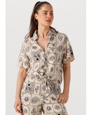 Object Damen Blusen Objember Re S/S Tie Shirt 139 - Braun