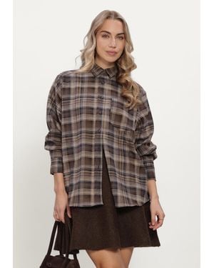 Neo Noir Damen Blusen Dalma Flannel Check Shirt - Braun