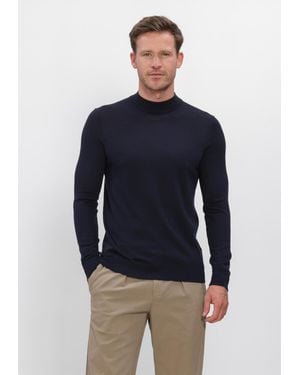 Profuomo Herren Pullover & Cardigans Pullover Mock Neck Extrafine Merino - Blau