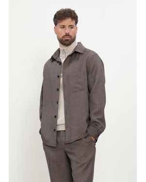 Profuomo Herren Overshirts Overshirt Mouline - Braun