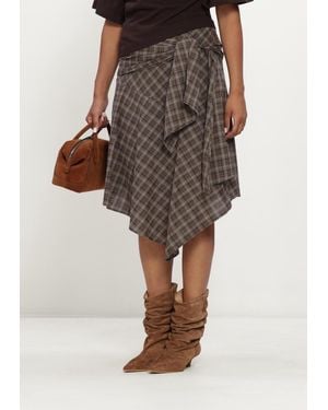 Neo Noir Damen Röcke Sabella Check Skirt - Braun