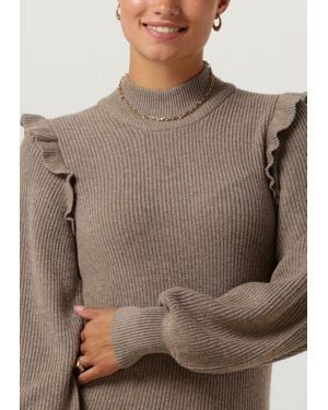 Object Minikleid Objmalea L/s Ruffle Knit Dress - Braun