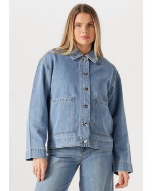 Object Damen Jacken Objrosie Re L/S Overshirt - Blau