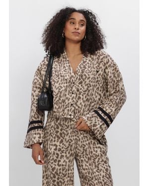 Alix The Label Damen Jacken Ladies Woven Sporty Animal Jacket - Braun