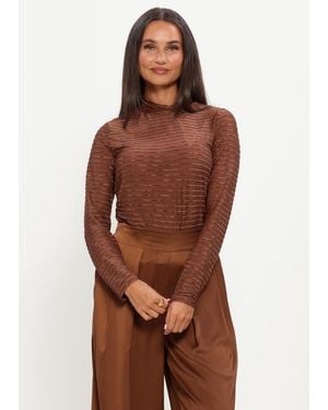 Nukus Damen Tops & T-Shirts Gracie Top Stripe - Braun
