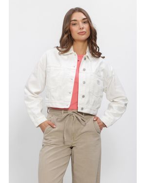 Tommy Hilfiger Damen Jacken Ovsz Crop Trckr Jckt Flg Bj6099 - Weiß