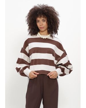 Catwalk Junkie Damen Tops & T-Shirts Oversized Striped Long Sleeve - Weiß