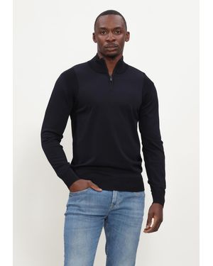 Genti Herren Pullover & Cardigans Turtle Zip Ls - Blau