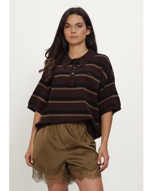 Gestuz Damen Tops & T-Shirts Gztaia Ss Polo Pullover - Braun
