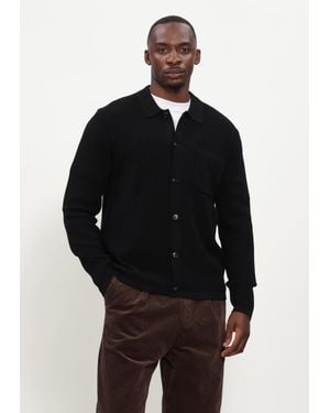 Anerkjendt Herren Pullover & Cardigans Aksvend Needle Rib Knit Cardigan - Schwarz