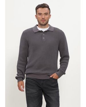 J.C. RAGS Herren Pullover & Cardigans Polo Long Sleeve Efe - Grau